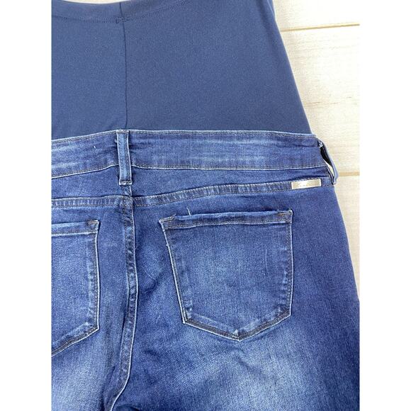 KanCan Maternity Jeans Sz 13/30 Dark Wash Stretch Denim Distressed Skinny Leg - Picture 8 of 11